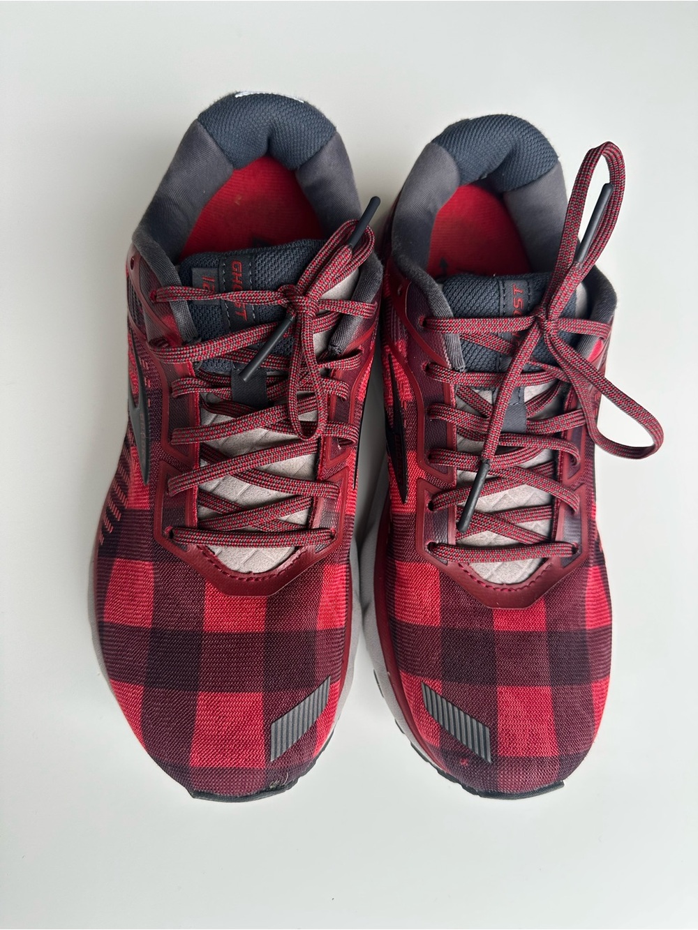 Brooks Buffalo plaid Ghost 12 running shoe